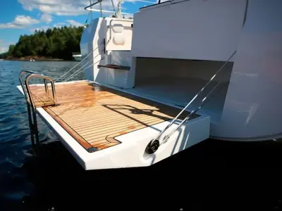 Deck of NUESTRA EMILIA, a Bavaria C45 sailboat at Izola, Slovenia