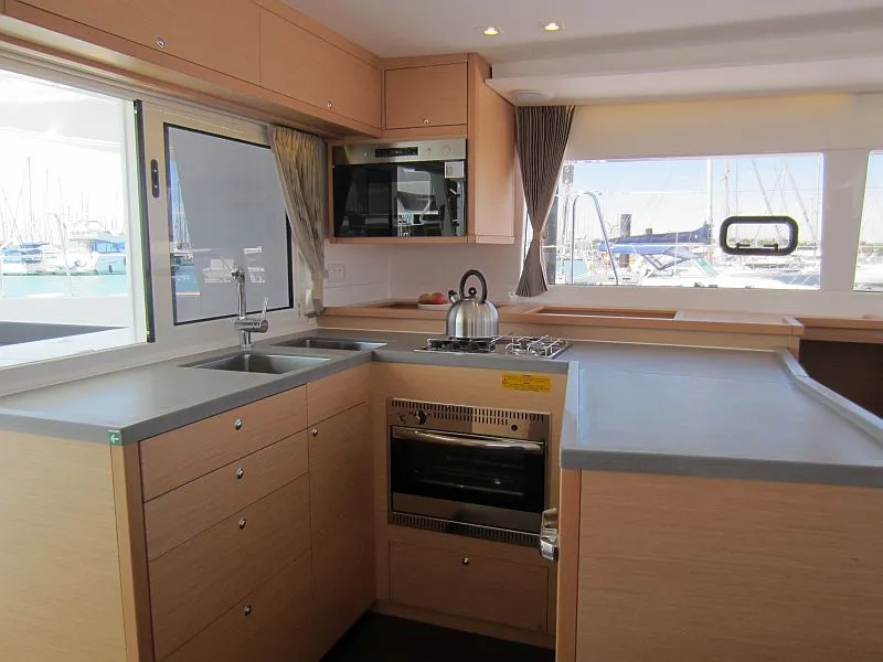 Galley of Anabella, a Lagoon 450 catamaran at Palma de Mallorca, Spain