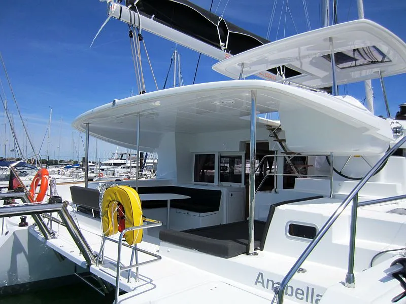 Deck of Anabella, a Lagoon 450 catamaran at Palma de Mallorca, Spain