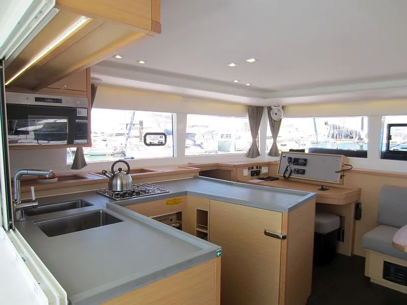 Galley of Anabella, a Lagoon 450 catamaran at Palma de Mallorca, Spain