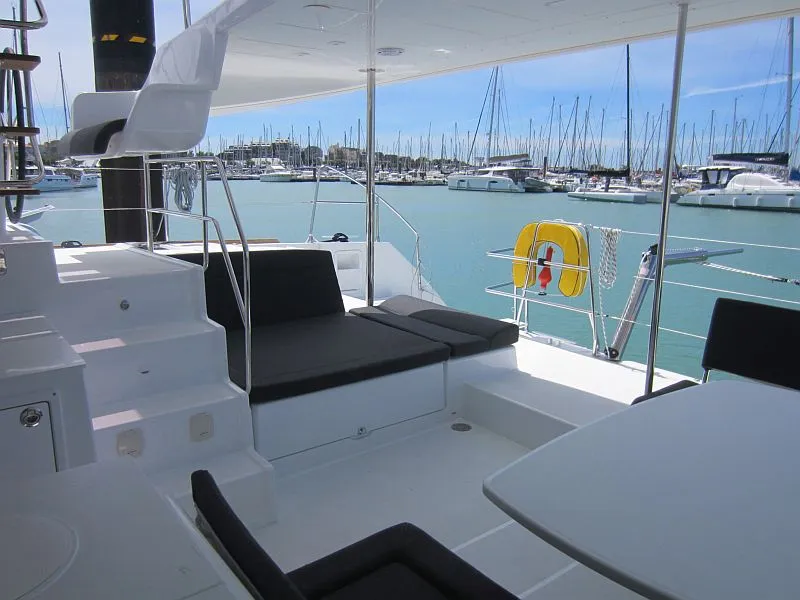 Deck of Anabella, a Lagoon 450 catamaran at Palma de Mallorca, Spain