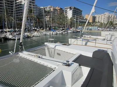 Deck of Anabella, a Lagoon 450 catamaran at Palma de Mallorca, Spain