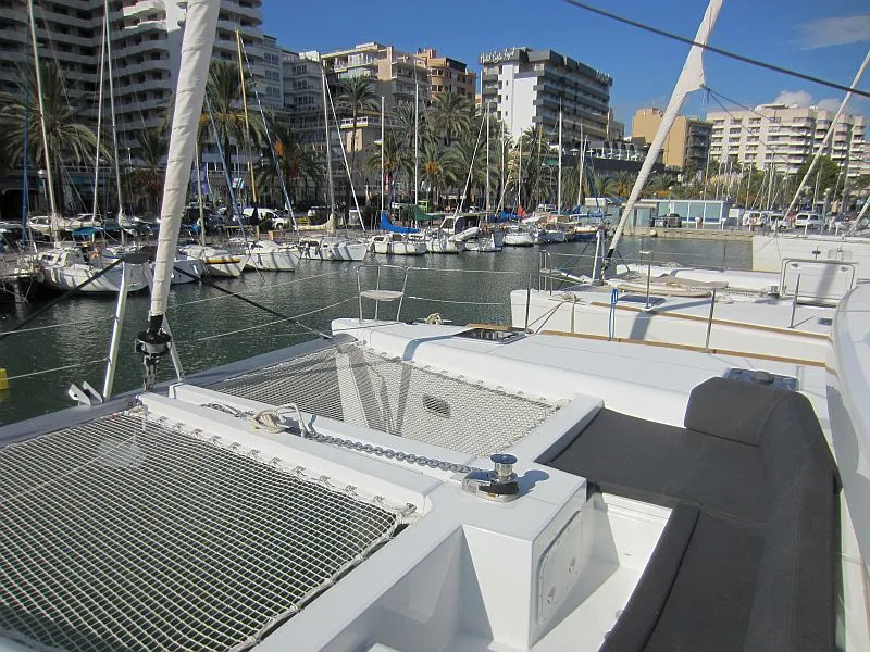 Deck of Anabella, a Lagoon 450 catamaran at Palma de Mallorca, Spain