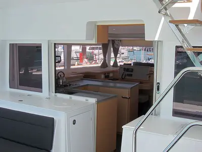 Galley of Anabella, a Lagoon 450 catamaran at Palma de Mallorca, Spain