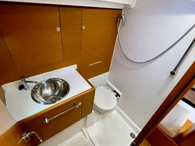 Head on Amelie (Refit 2022), a Jeanneau Sun Odyssey 449 sailboat at Kontokali, Greece