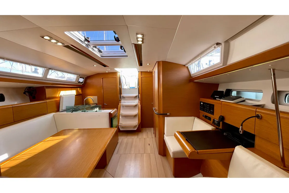 Salon of Amelie (Refit 2022), a Jeanneau Sun Odyssey 449 sailboat at Kontokali, Greece