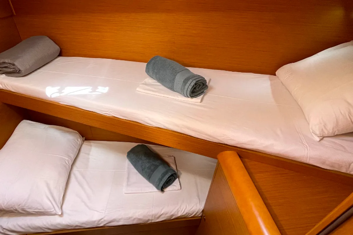 Cabin on Amelie (Refit 2022), a Jeanneau Sun Odyssey 449 sailboat at Kontokali, Greece