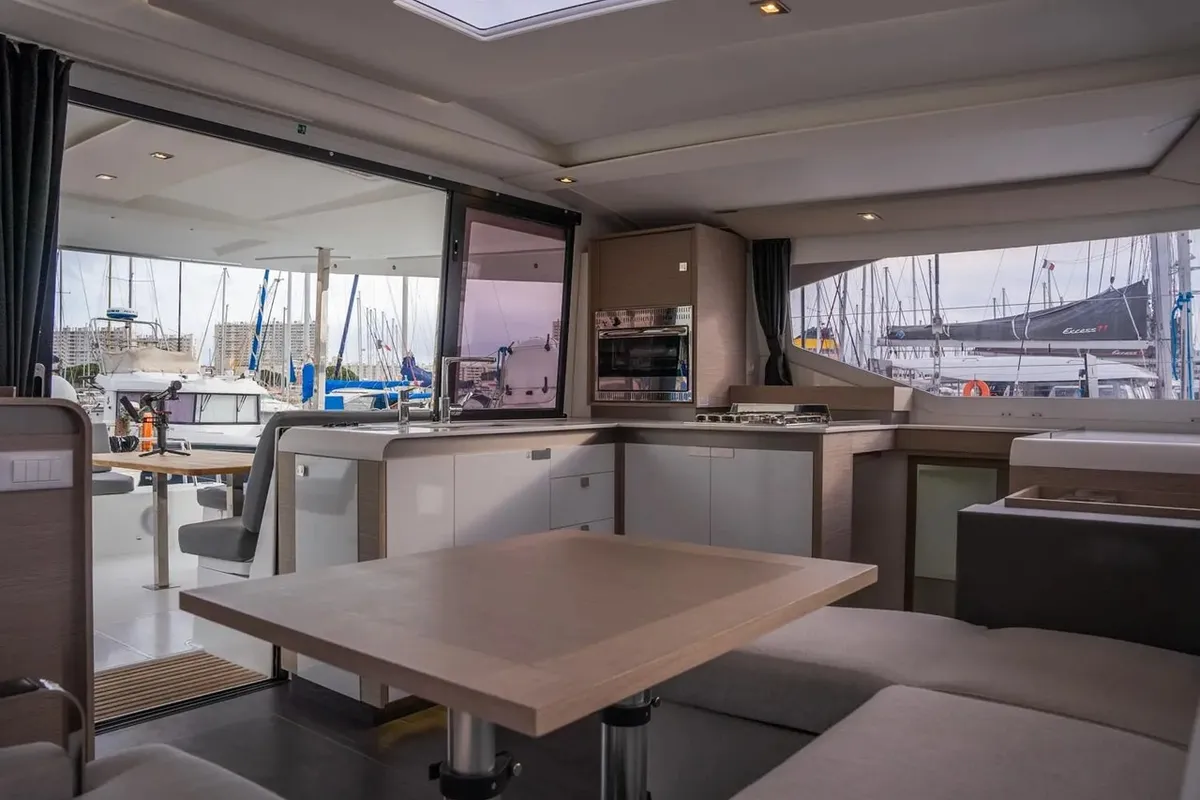 Galley of Seabaris, a Fountaine Pajot Isla 40 catamaran at Toulon, France