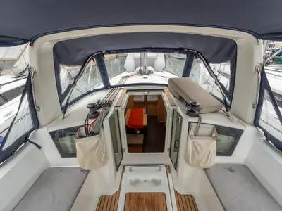 Deck of Era, a Beneteau Oceanis 38.1 sailboat at Salerno, Italy