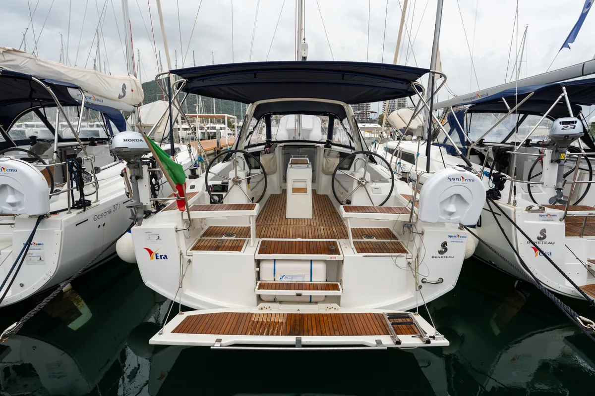Exterior view of Era, a Beneteau Oceanis 38.1 sailboat at Salerno, Italy