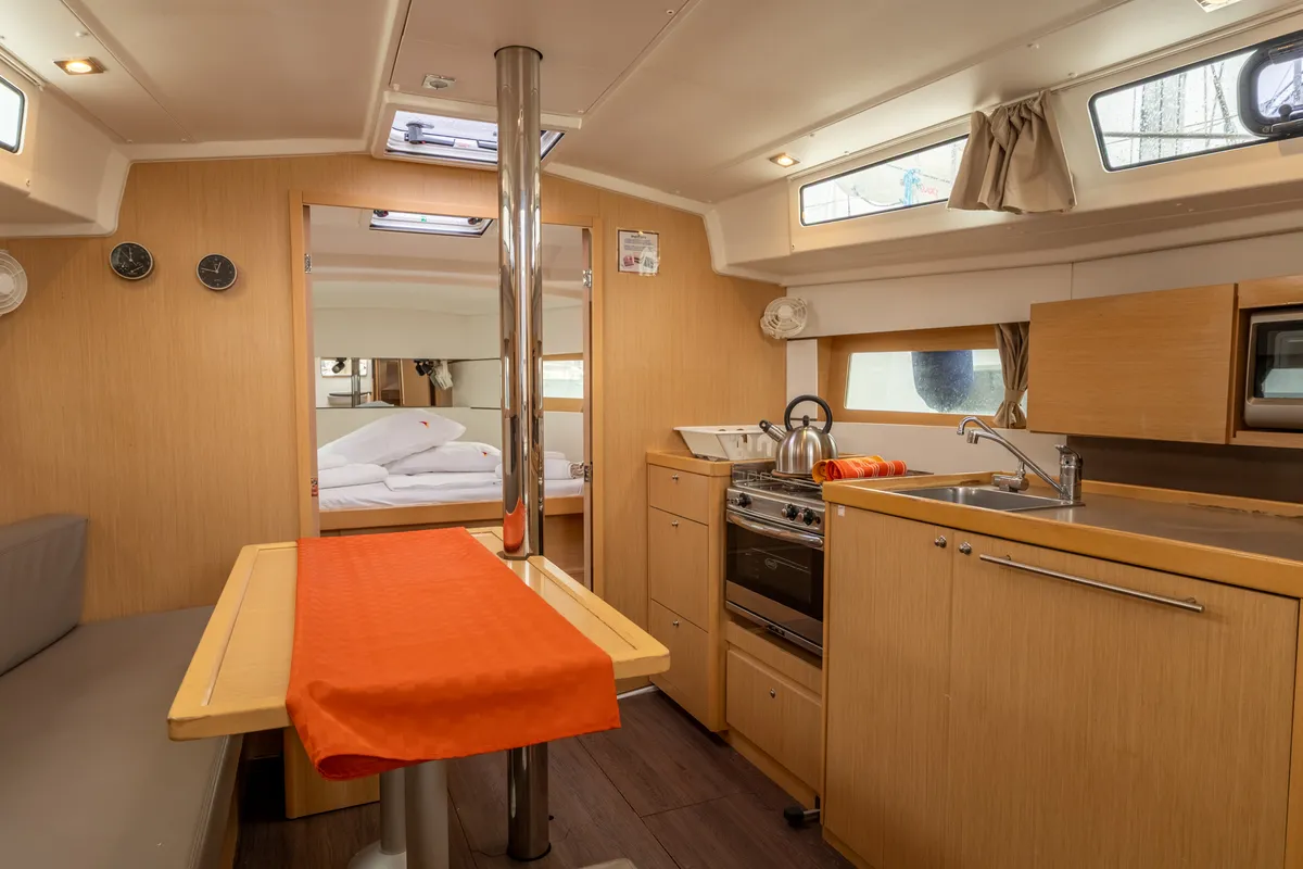Galley of Era, a Beneteau Oceanis 38.1 sailboat at Salerno, Italy