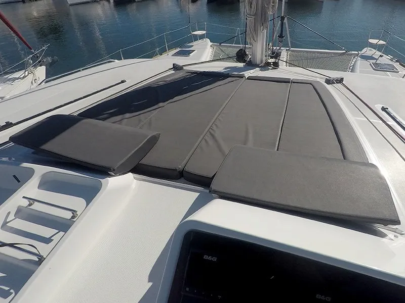 Deck of Zuzo II, a Lagoon 450 catamaran at Grad Šibenik, Croatia