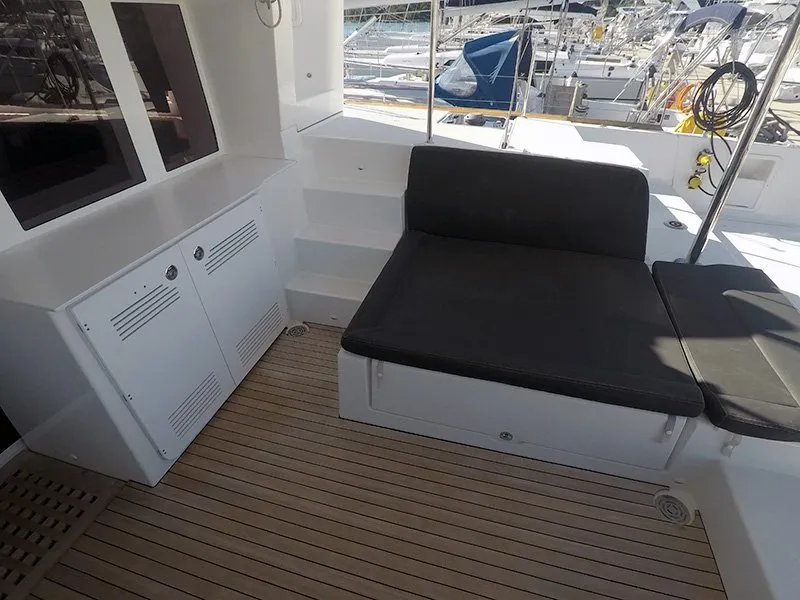 Deck of Zuzo II, a Lagoon 450 catamaran at Grad Šibenik, Croatia