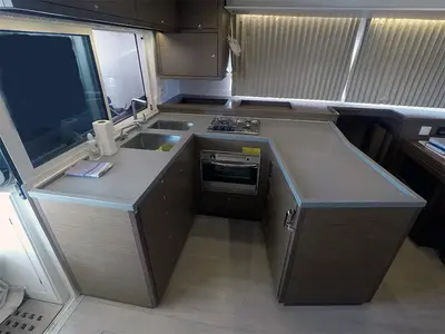 Galley of Zuzo II, a Lagoon 450 catamaran at Grad Šibenik, Croatia