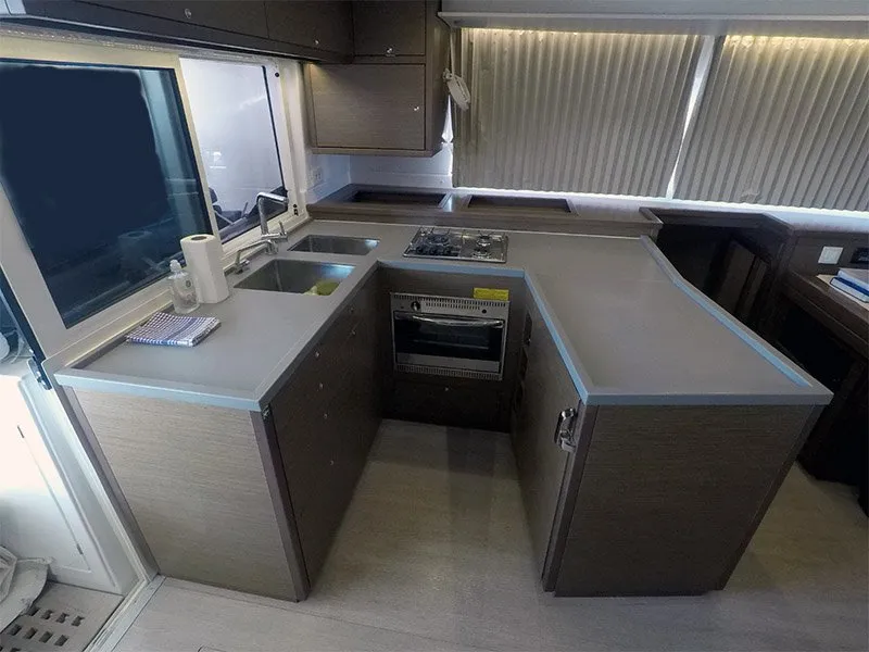 Galley of Zuzo II, a Lagoon 450 catamaran at Grad Šibenik, Croatia
