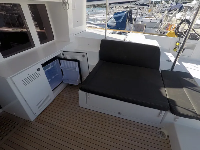 Deck of Zuzo II, a Lagoon 450 catamaran at Grad Šibenik, Croatia