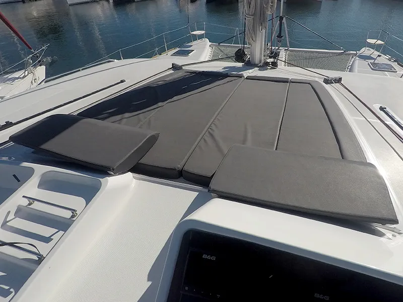 Deck of Zuzo II, a Lagoon 450 catamaran at Grad Šibenik, Croatia