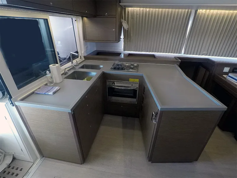 Galley of Zuzo II, a Lagoon 450 catamaran at Grad Šibenik, Croatia