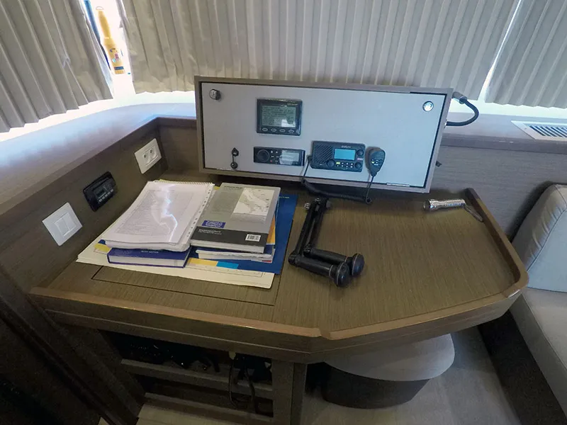 Cockpit of Zuzo II, a Lagoon 450 catamaran at Grad Šibenik, Croatia