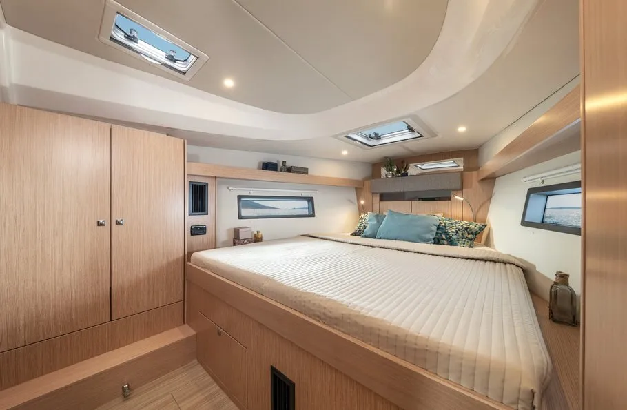 Cabin on Aurora, a Bavaria C42 sailboat at Kontokali, Greece