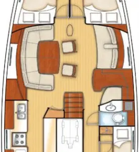 Floor plan of Tajna, a Beneteau 57 sailboat at Punat, Croatia
