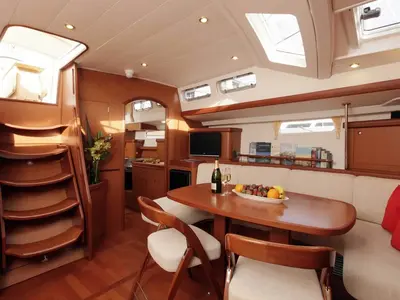 Salon of Tajna, a Beneteau 57 sailboat at Punat, Croatia