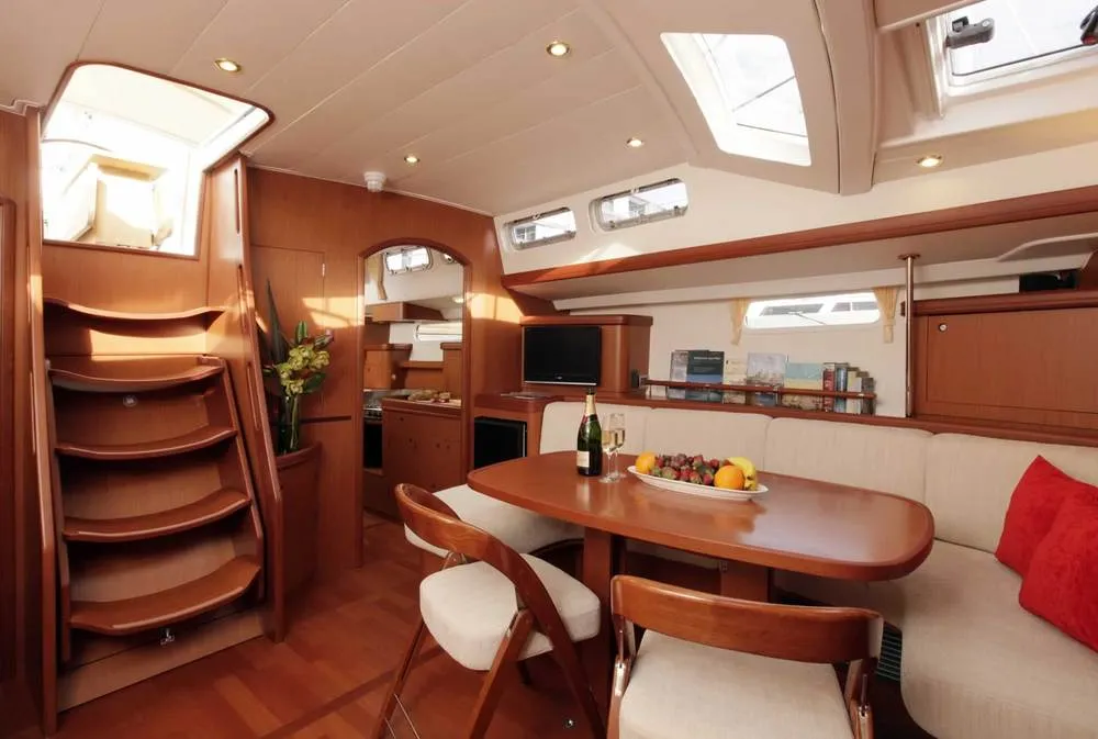 Salon of Tajna, a Beneteau 57 sailboat at Punat, Croatia