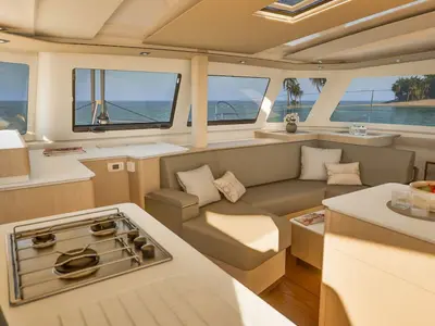 Olympos, a Fountaine Pajot FP 41 Quatuor 4 catamaran at Lavreotiki Municipal Unit, Greece