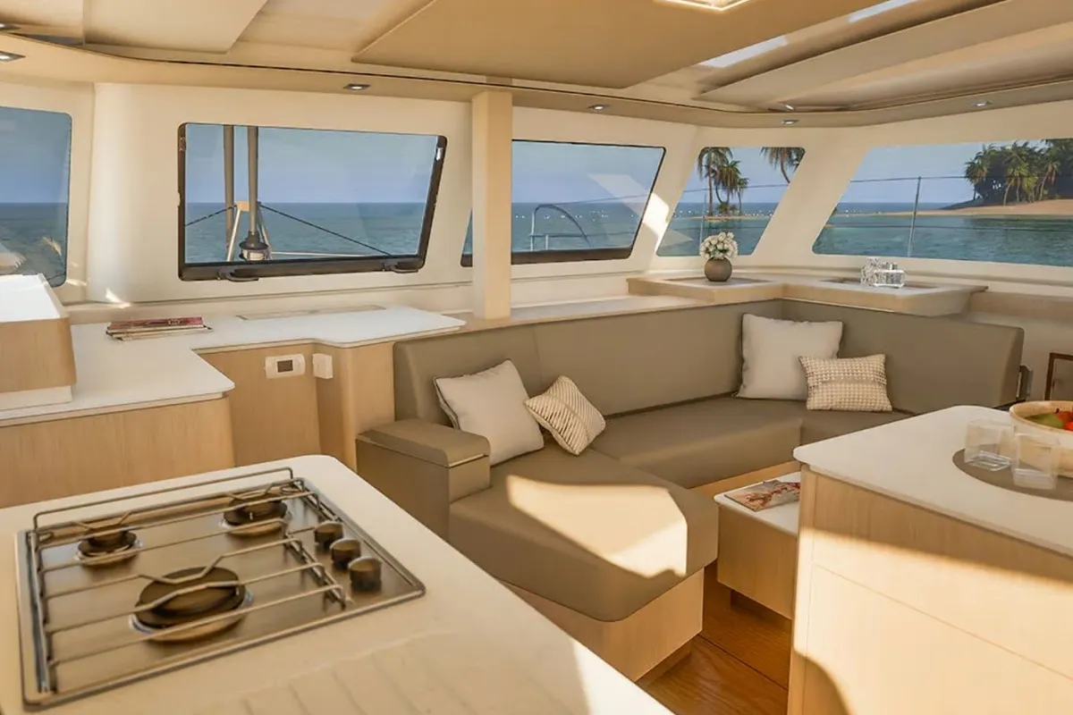 Olympos, a Fountaine Pajot FP 41 Quatuor 4 catamaran at Lavreotiki Municipal Unit, Greece