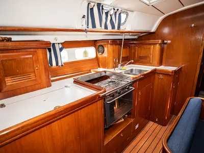 Galley of Hypo, a Beneteau Oceanis Clipper 411 sailboat at Pirovac, Croatia