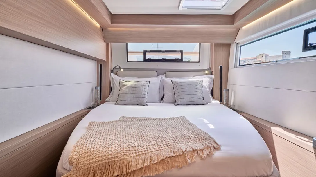 Cabin on Babalu, a Lagoon 51 catamaran at Athens, Greece