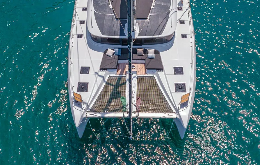 Exterior view of Babalu, a Lagoon 51 catamaran at Athens, Greece