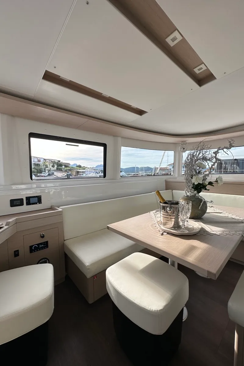 Salon of Granma, a Lagoon 46 catamaran at Olbia, Italy