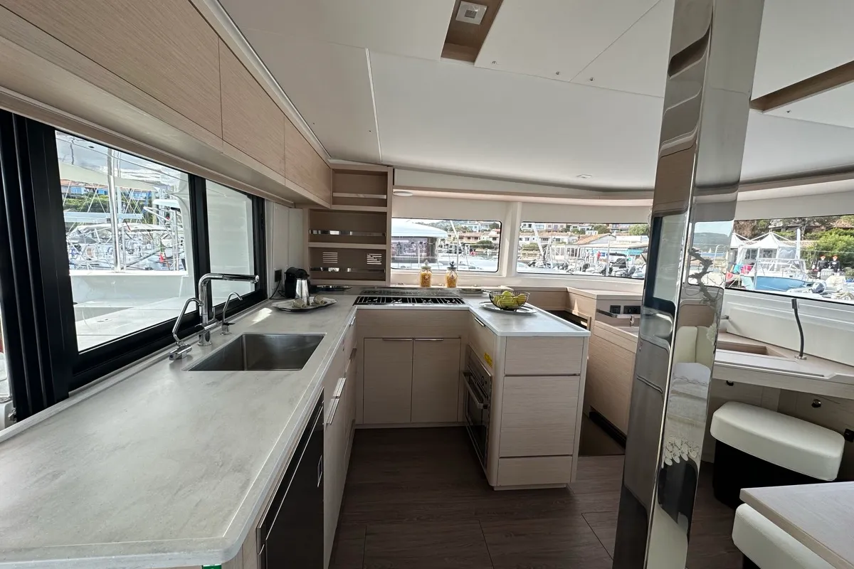 Galley of Granma, a Lagoon 46 catamaran at Olbia, Italy