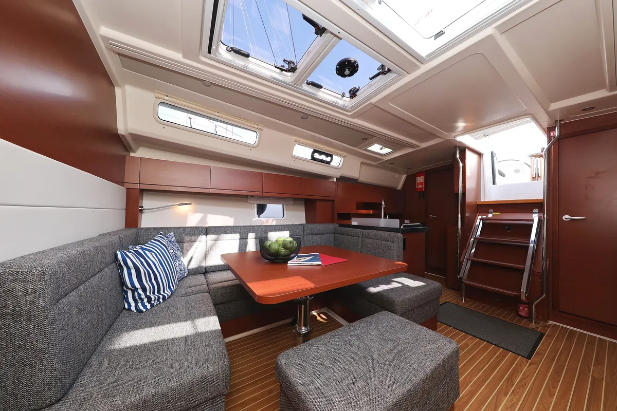 Salon of Amarena, a Hanse 458 sailboat at Općina Sukošan, Croatia