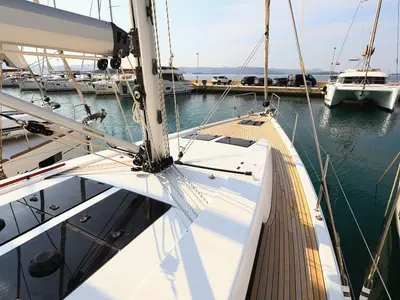 Deck of Amarena, a Hanse 458 sailboat at Općina Sukošan, Croatia