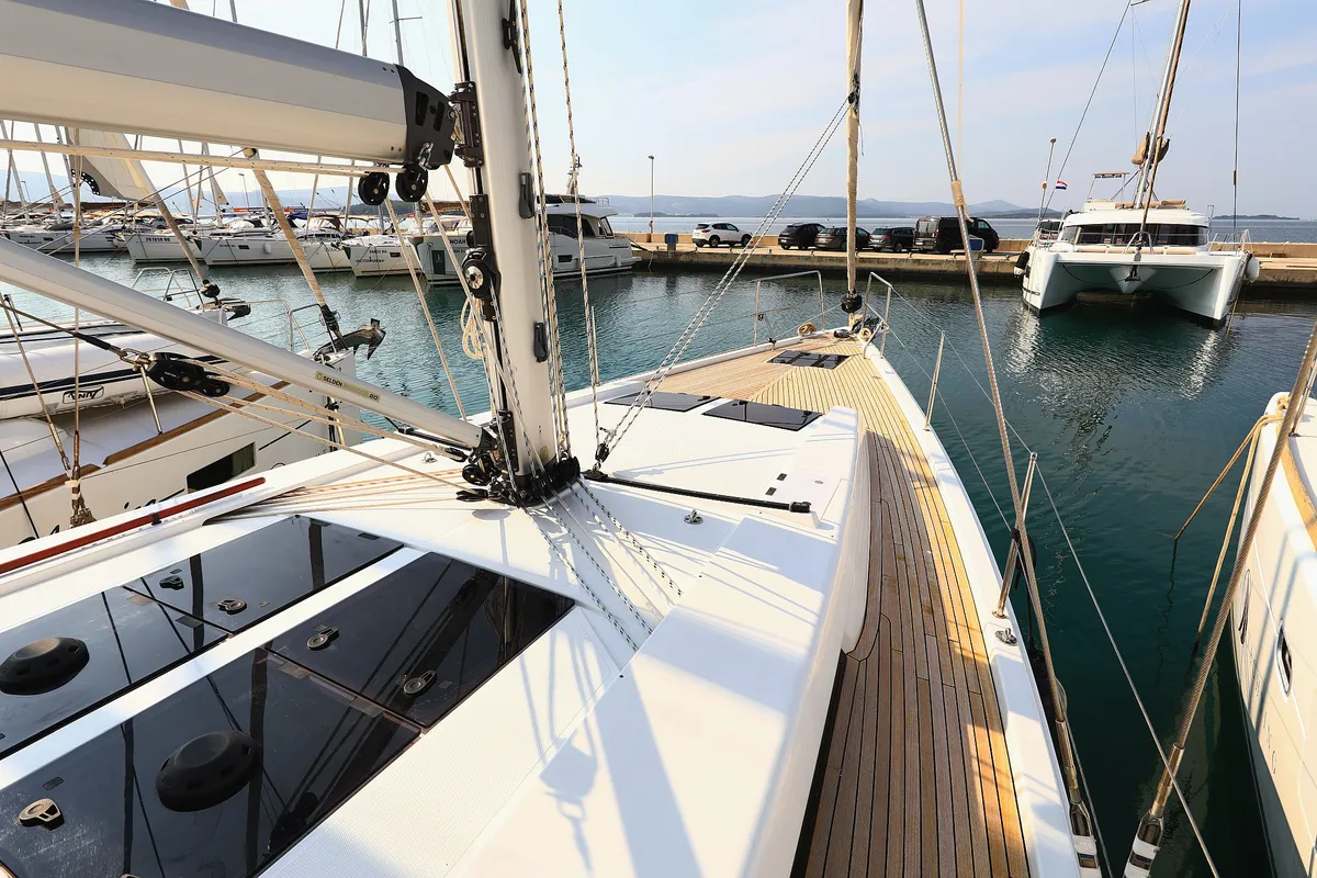 Deck of Amarena, a Hanse 458 sailboat at Općina Sukošan, Croatia