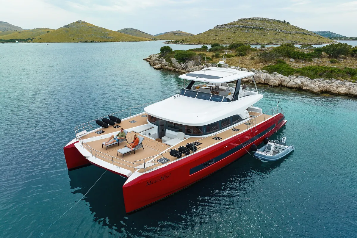 Exterior view of MASTERMIND, a Lagoon Sixty 7 catamaran at Split, Croatia