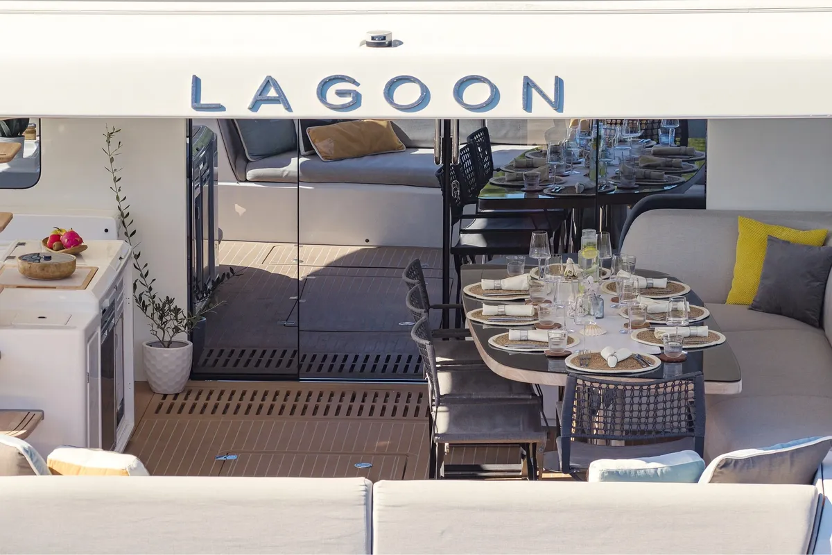Deck of MASTERMIND, a Lagoon Sixty 7 catamaran at Split, Croatia