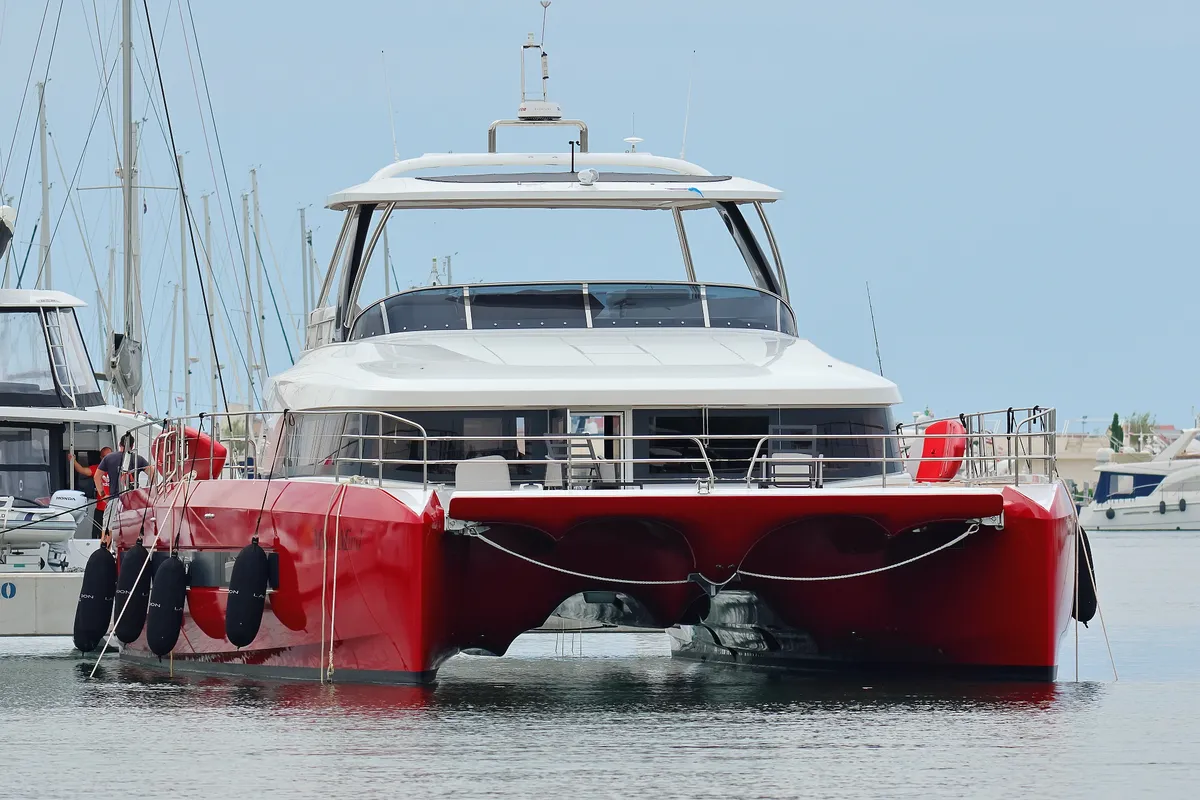 Exterior view of MASTERMIND, a Lagoon Sixty 7 catamaran at Split, Croatia