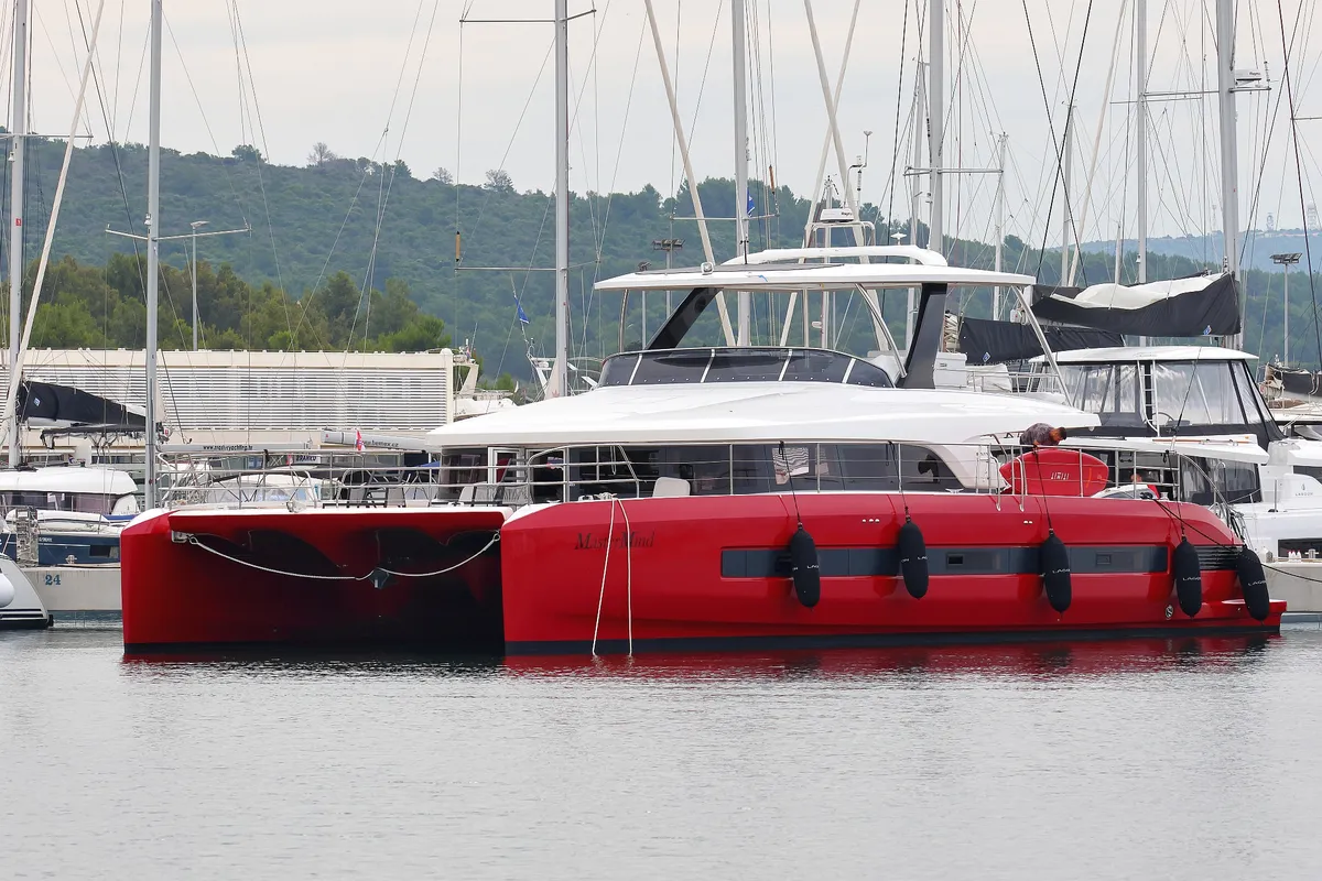 Exterior view of MASTERMIND, a Lagoon Sixty 7 catamaran at Split, Croatia