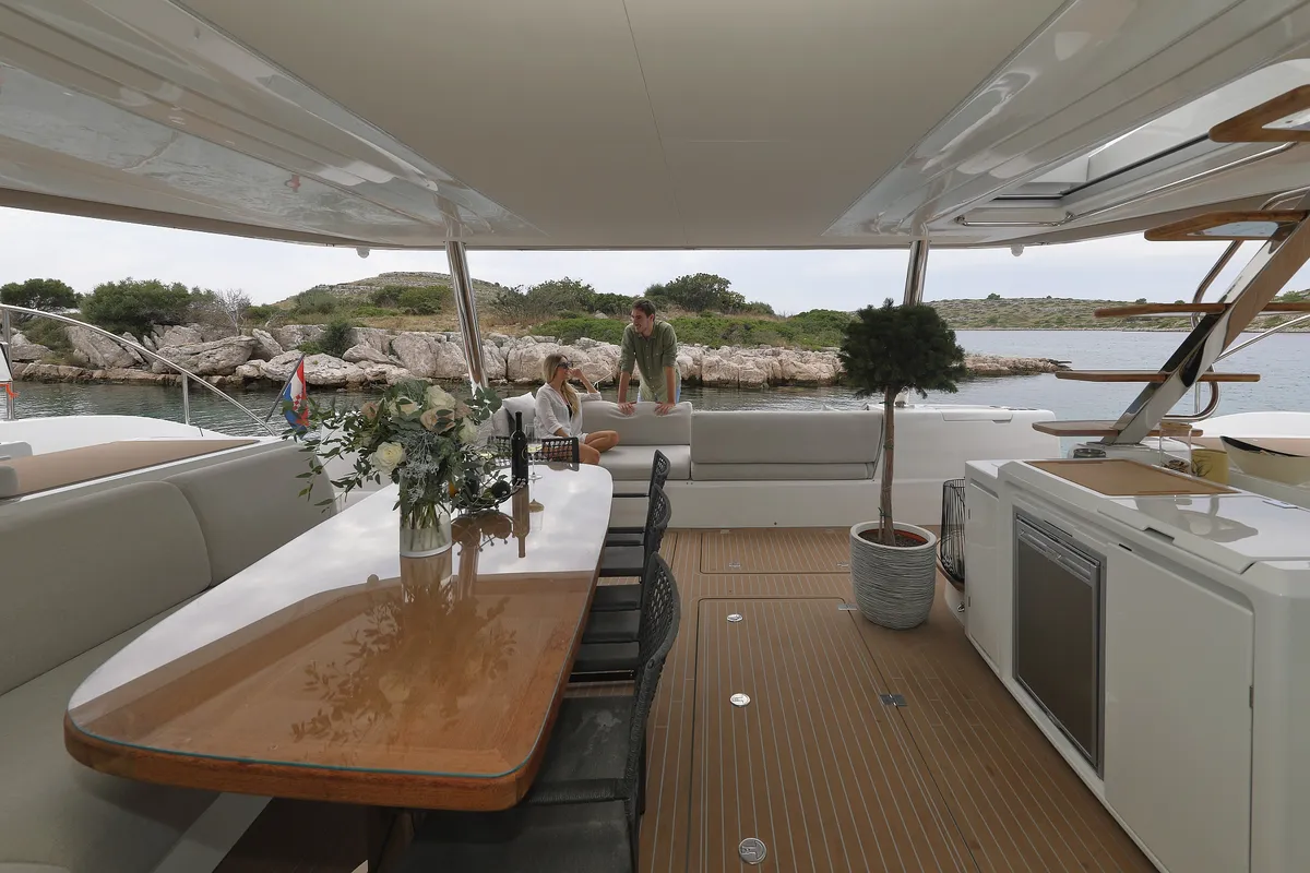 Deck of MASTERMIND, a Lagoon Sixty 7 catamaran at Split, Croatia