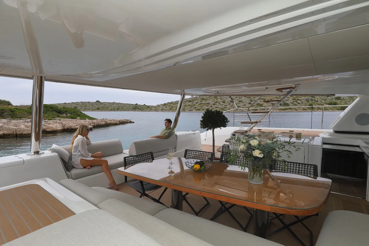 Deck of MASTERMIND, a Lagoon Sixty 7 catamaran at Split, Croatia