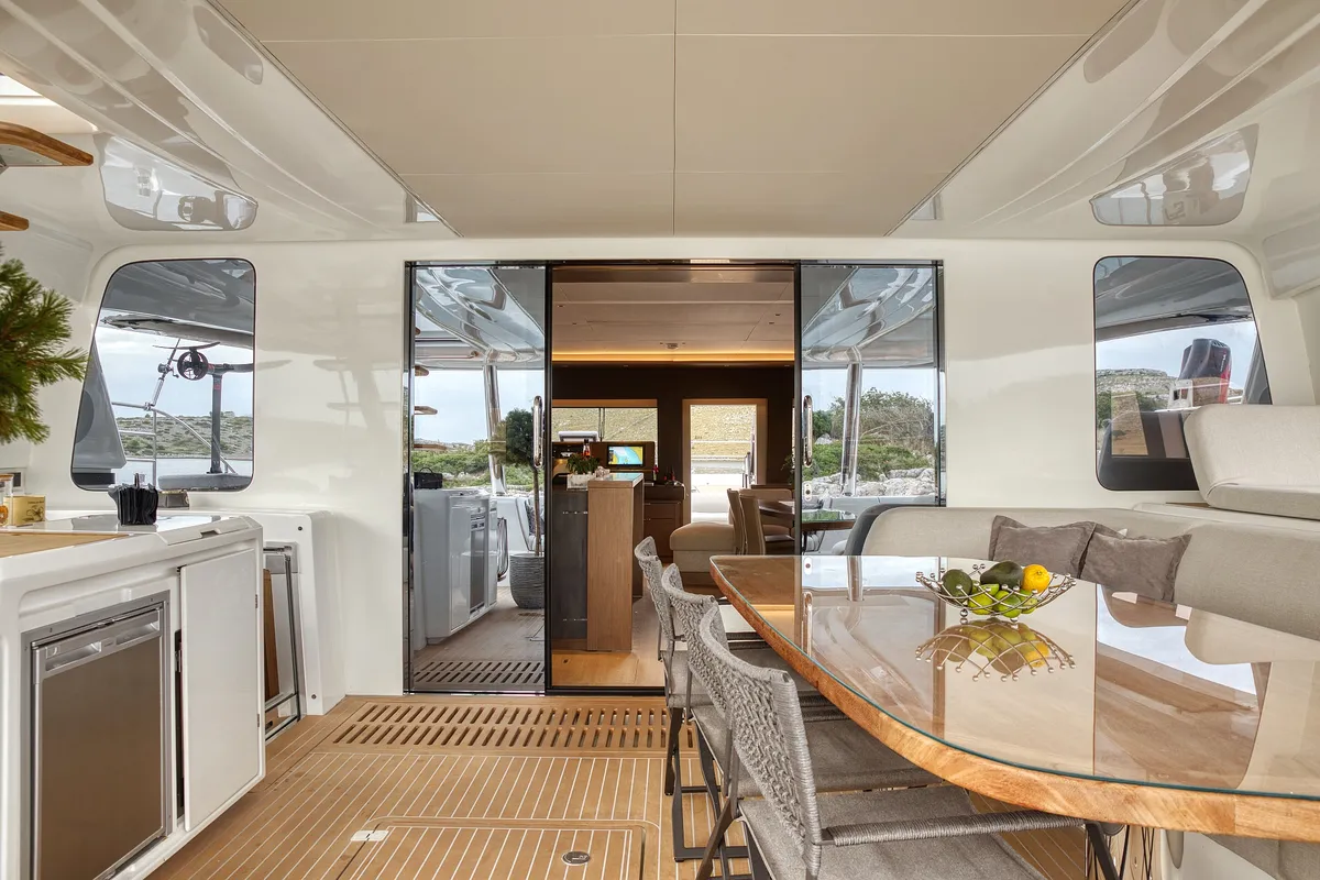 Deck of MASTERMIND, a Lagoon Sixty 7 catamaran at Split, Croatia