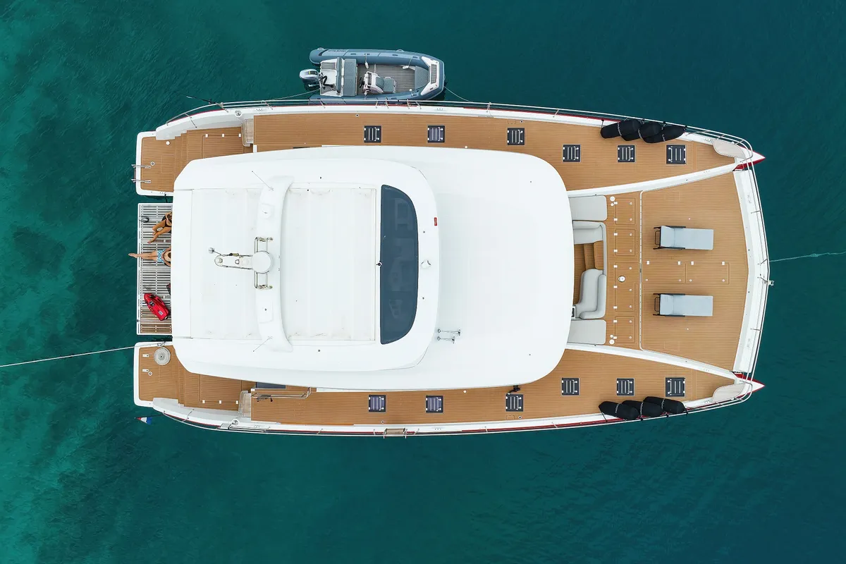 Exterior view of MASTERMIND, a Lagoon Sixty 7 catamaran at Split, Croatia