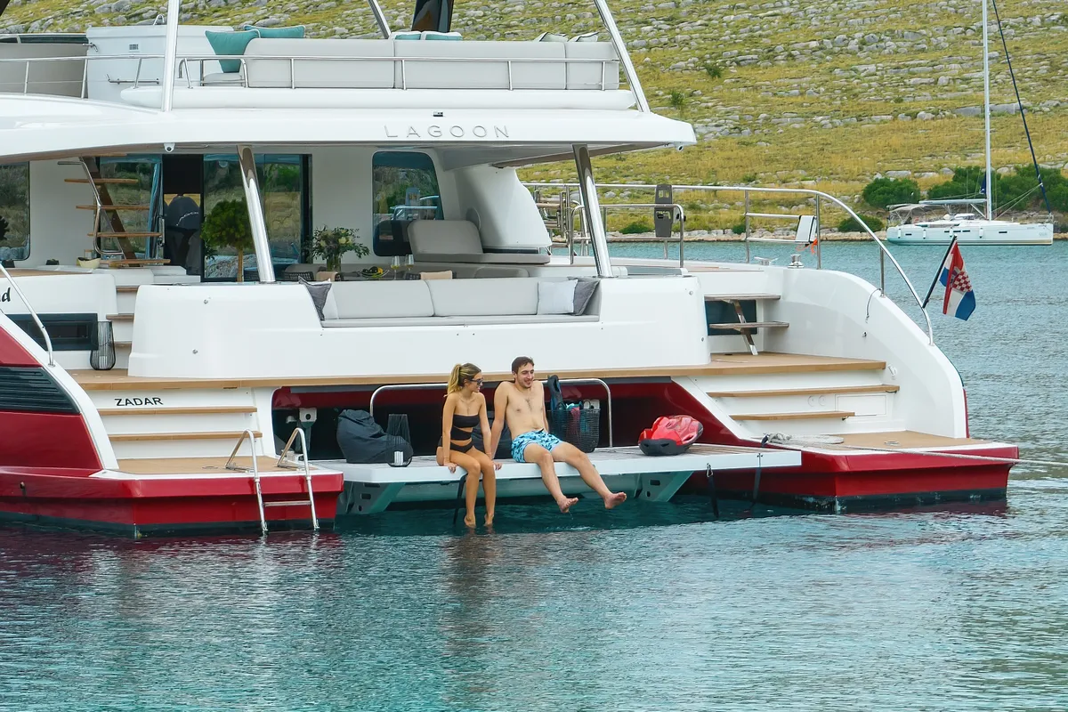 Deck of MASTERMIND, a Lagoon Sixty 7 catamaran at Split, Croatia