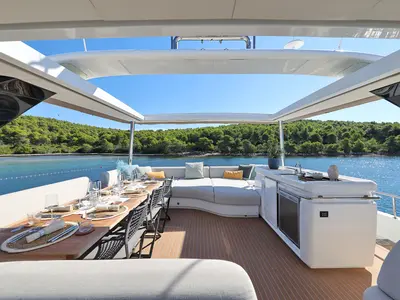 Deck of MASTERMIND, a Lagoon Sixty 7 catamaran at Split, Croatia