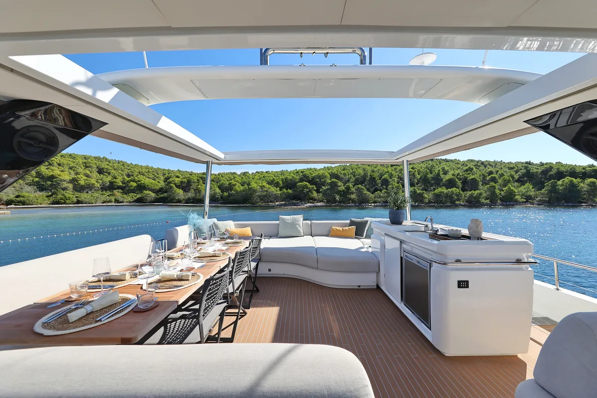Deck of MASTERMIND, a Lagoon Sixty 7 catamaran at Split, Croatia