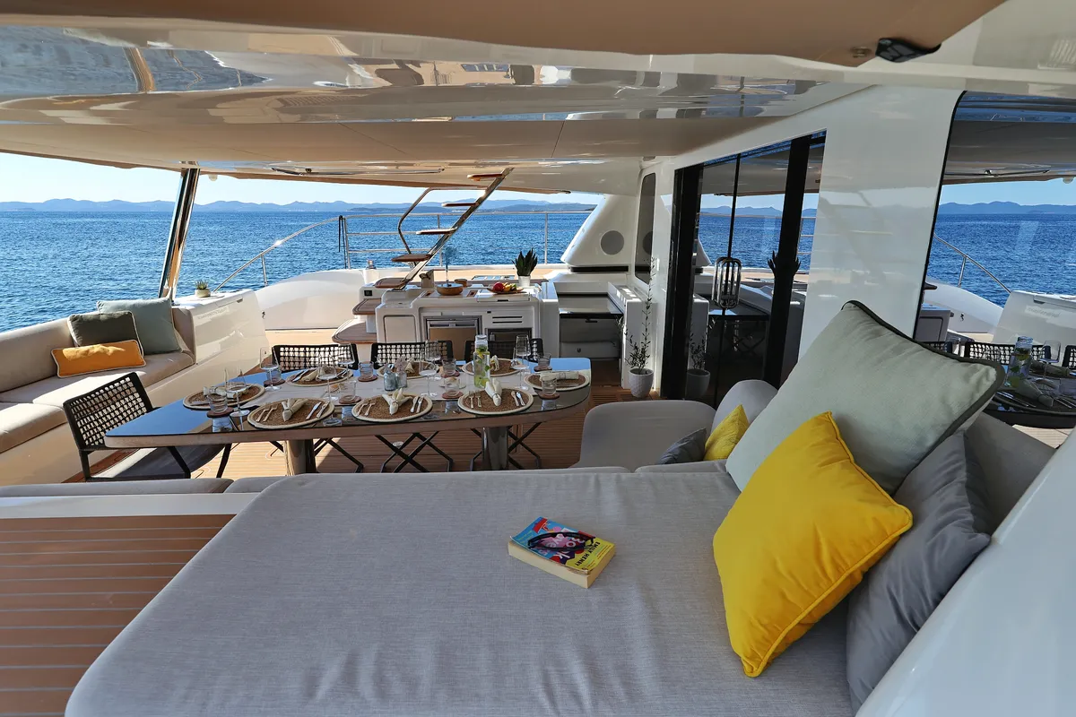 Deck of MASTERMIND, a Lagoon Sixty 7 catamaran at Split, Croatia