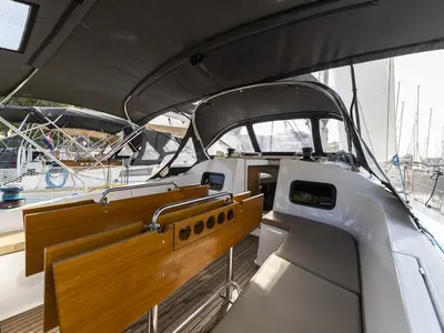 Cockpit of Pasithea, a Elan Impression 45.1 sailboat at Zadar, Croatia